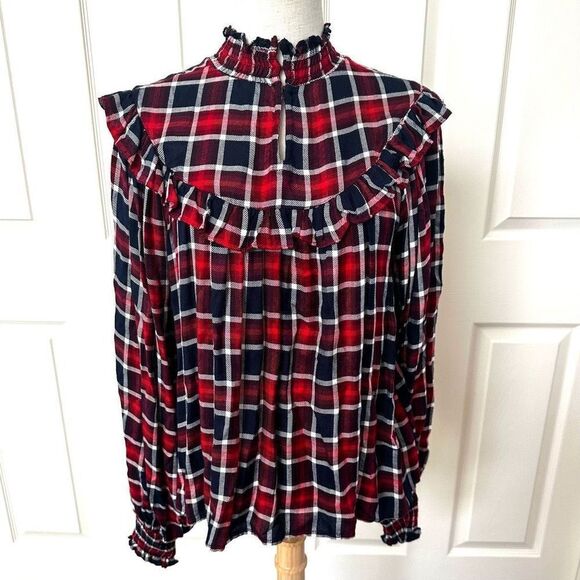 Free People Charlie ruffle plaid top NWT size XS - Picture 6 of 15